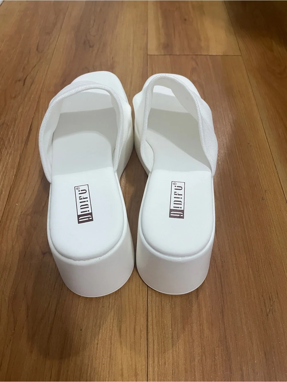 White Platform Slide Wedges for Women